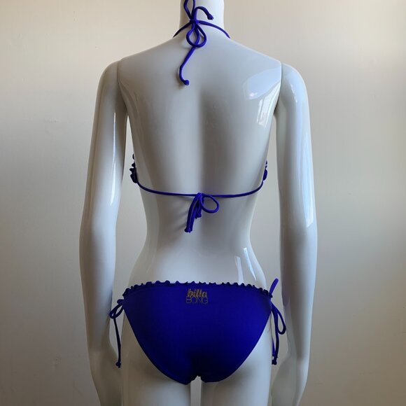 billabong solid deep blue ruffle top bikini - Picture 7 of 8